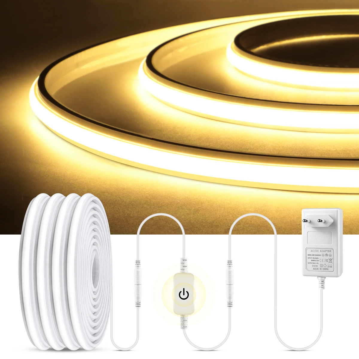 New Arrival COB LED Neon Lamp Ribbon Silica Gel Touch Dimmable LED Strip Light Adhesive Back Room Decor Lights Lamp EU/US Plug