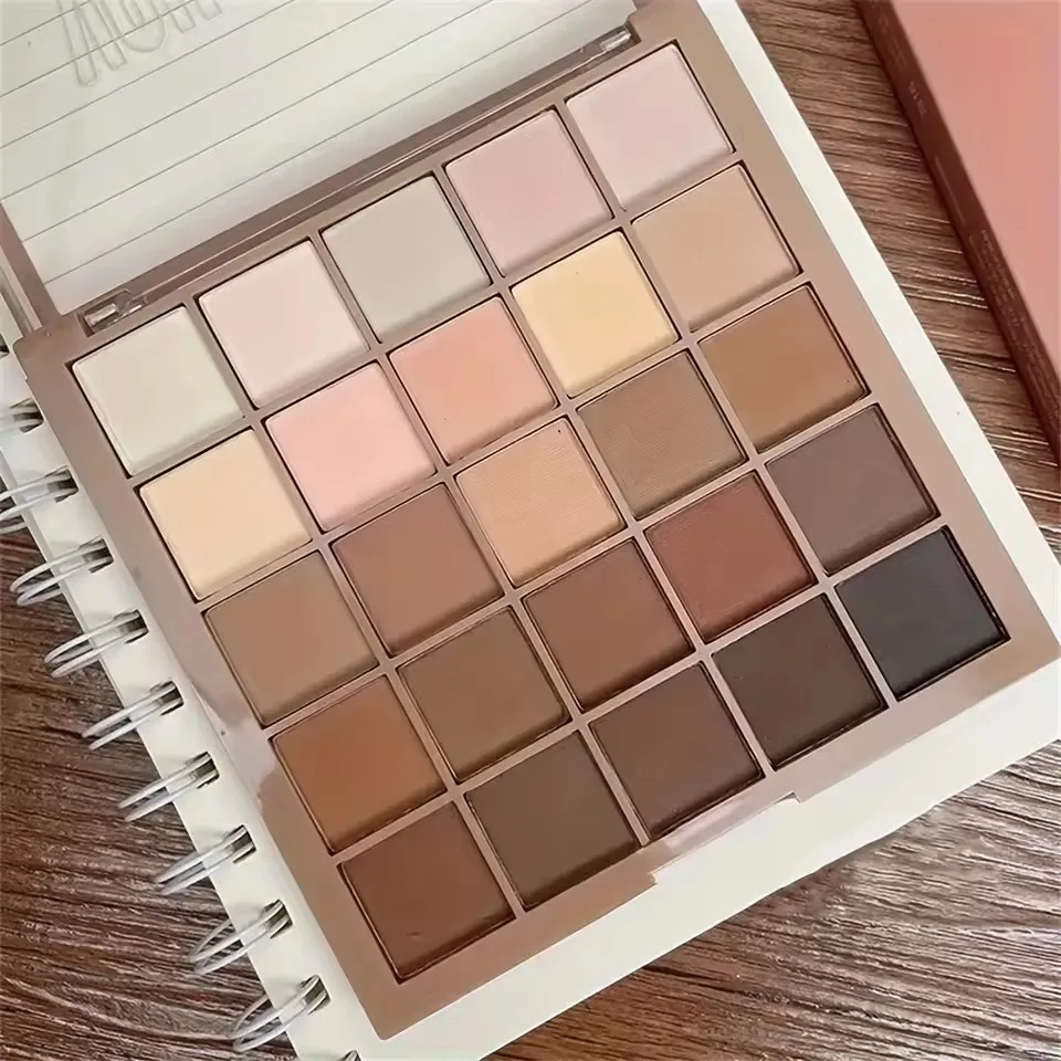 25-Color Palette-Matte And Shimmer Neutral Gray and Brown Earth Tones Coffee And Chocolate-Style Shades Party Daily Stage Makeup