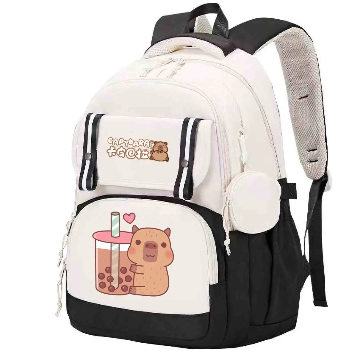 Bonito capivara impressão mochila escolar meninos meninas presente para o amante do capivara dos desenhos animados bookbag grande capacidade estudantes mochila escolar