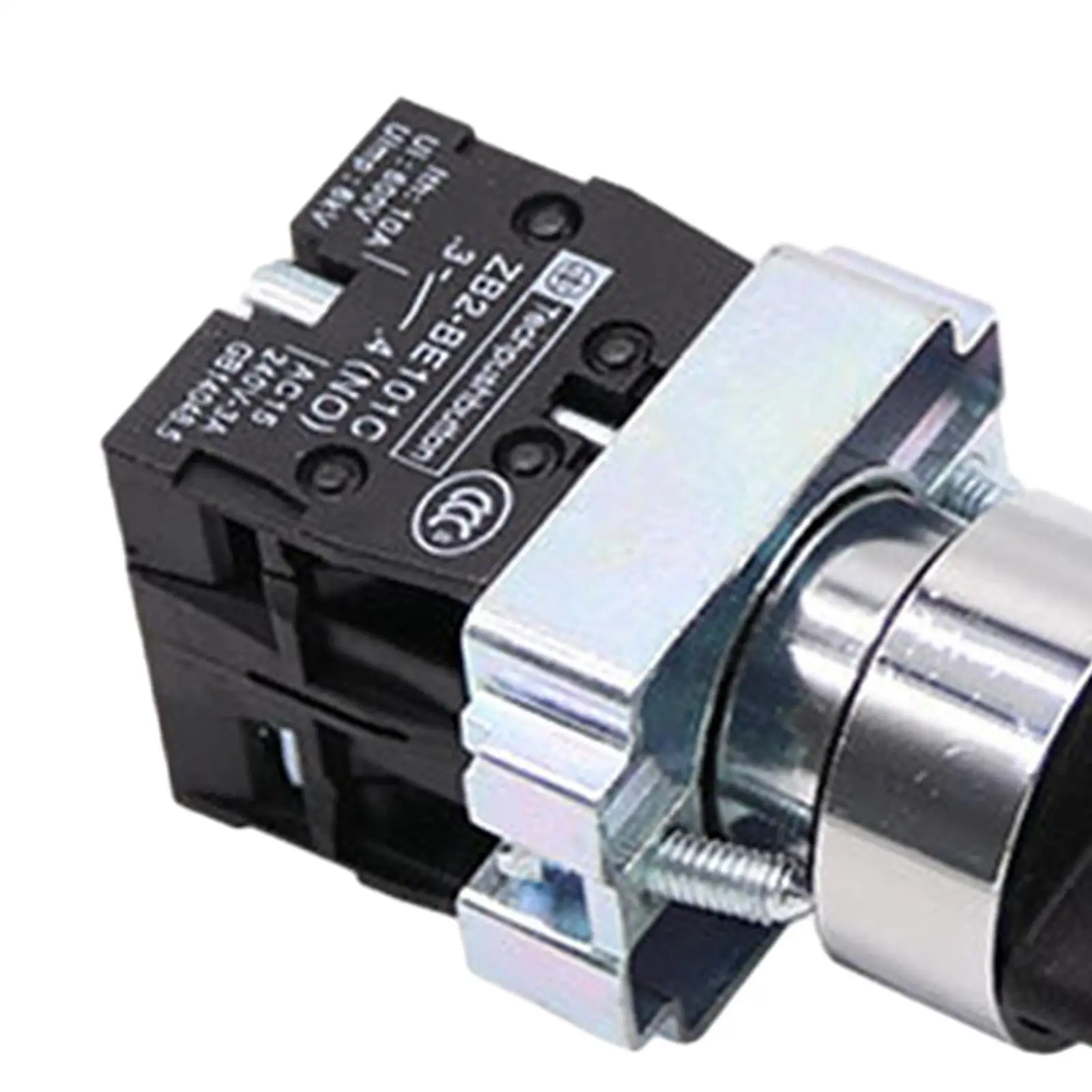 Metal Momentary Selector Switch 3 Position 22mm Mounting Hole 2NO Contacts 600V 10A Rotary Switch with Extended Handle
