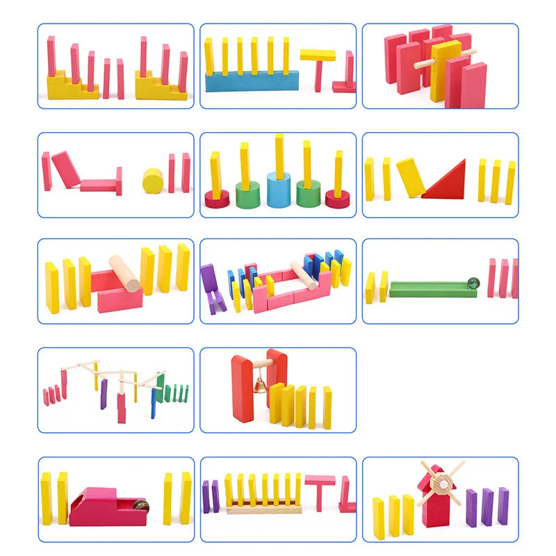 Accessori per istituti di Domino in legno blocchi di organi giocattoli arcobaleno Montessori educativi Domino Building Blocks giocattolo per bambini