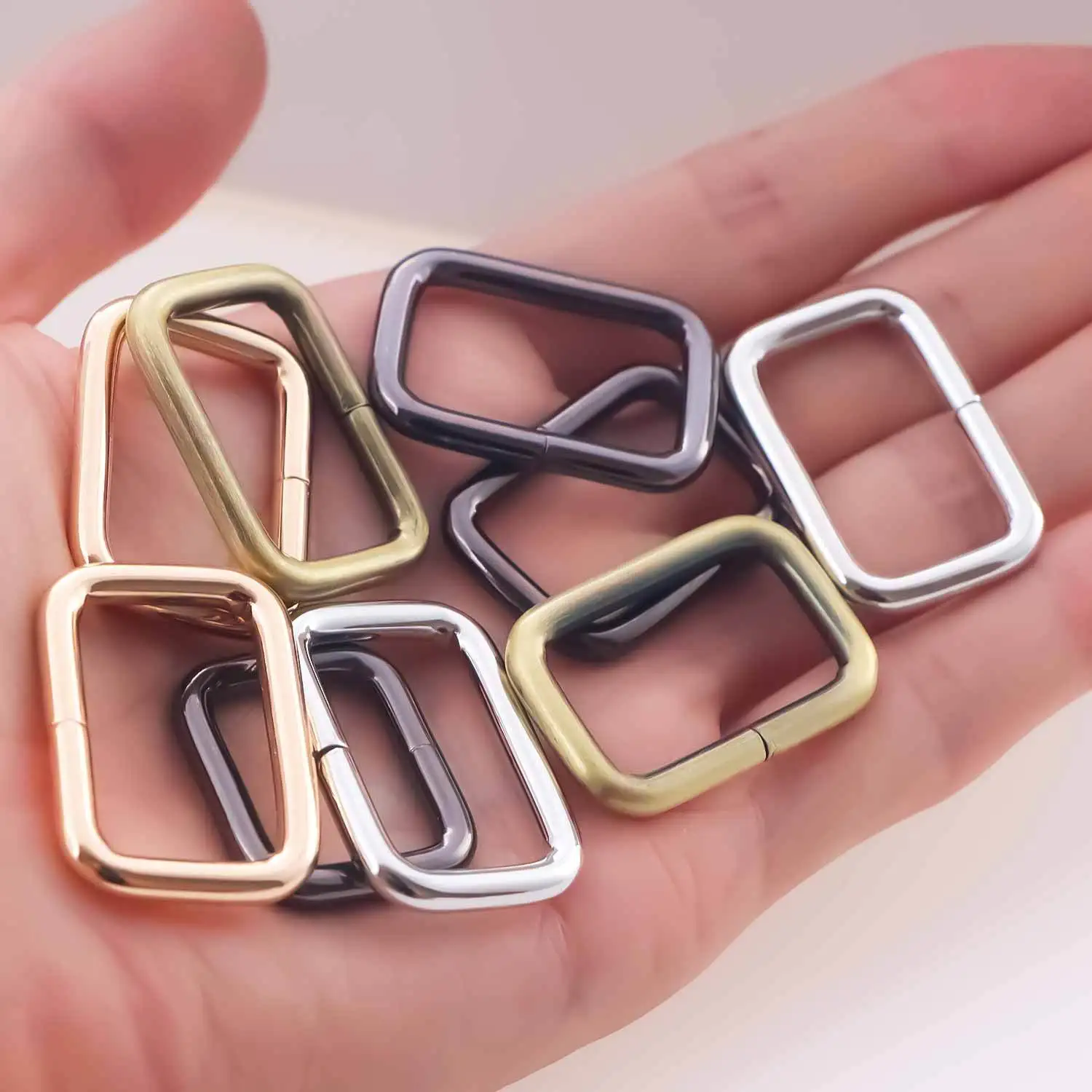 5pcs Metal Rectangle Ring Buckles Square Strap Webbing Belt Rings for Bag Purse DIY Strap