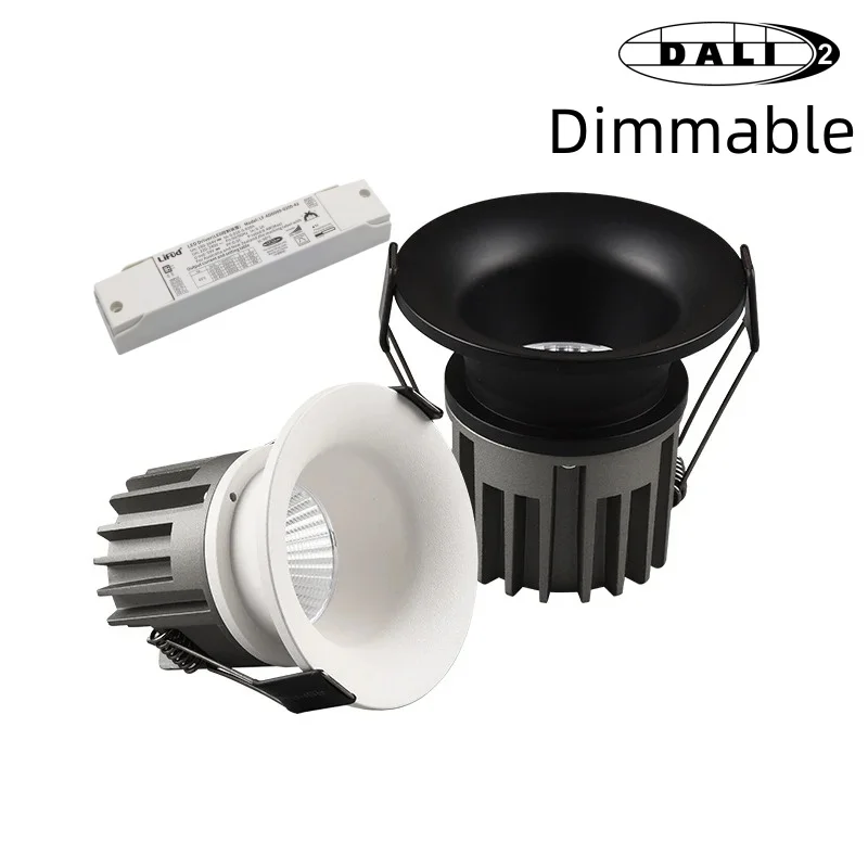 DALI Dimming Embedded Anti-glare LED Spotlights 7W 10W 12W Aluminum Narrow bezel Ceiling lamp AC220-240V Interior lighting