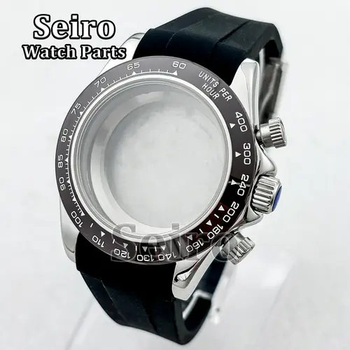 39MM Sapphire Glass Watch Case Rubber Strap Rose gold Silver Watch Accessories Parts for Daytona VK63 Movement Men 29.5MM Dial - Image 17