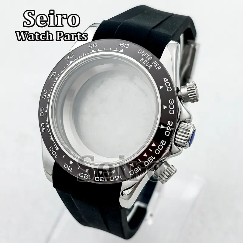39MM Sapphire Glass Watch Case Rubber Strap Rose gold Silver Watch Accessories Parts for Daytona VK63 Movement Men 29.5MM Dial - Image 17