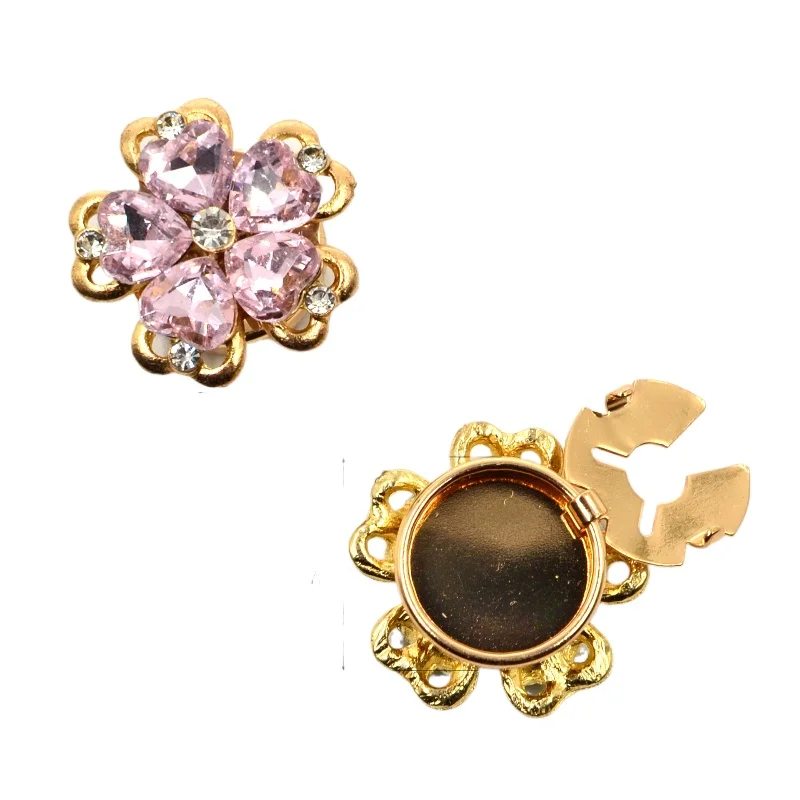 1PCS Luxulry Rhinestone Cufflinks Shirt Button Covers Crystal Flower Jewelry Wedding Party Fashion Accessories for Men and Women