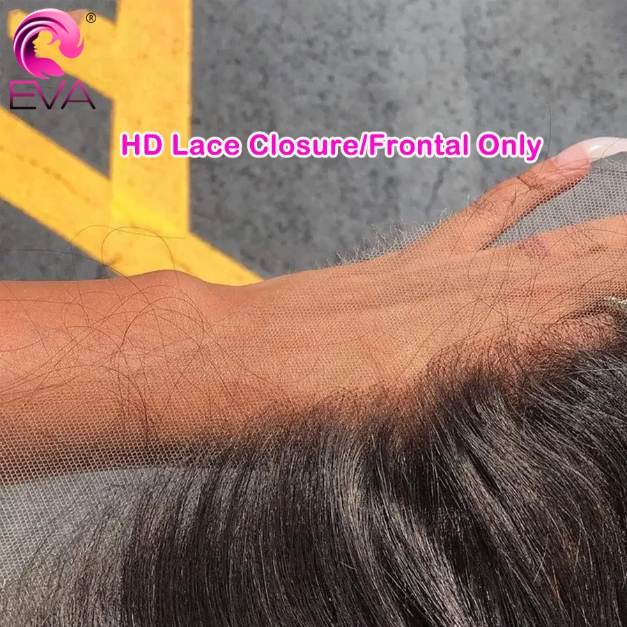 Eva 13x6 Lace Frontal Only Straight 5x5 6x6 7x7 Closures Only Body Wave Pre Plucked 100% Swiss HD Lace Frontal 13x4 Human Hair