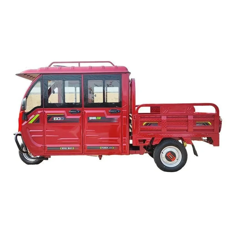 

Semi-Closed Double-Row Electric Tricycle for Household Goods Transport with Shed for Agricultural Use High-Power Dual-Purpose