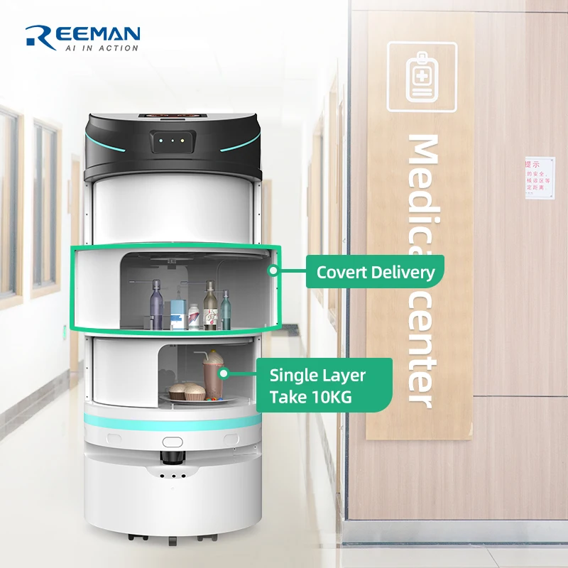 Reeman Automatic Obstacle Avoidance Service Robots Intelligent Waiter Robot Multi-Layer Food Delivery Robot For Hospital