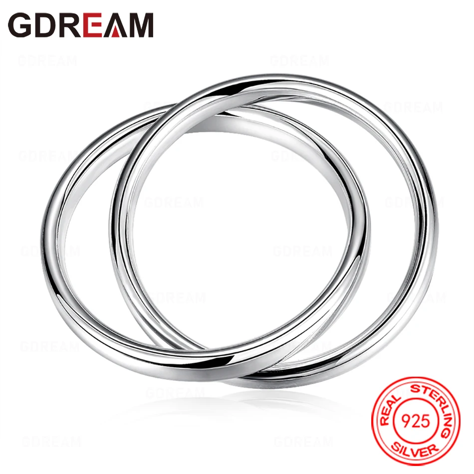 

GDREAM 925 Sterling Silver Double Interlocking Bracelet - Exquisite And Cute Wedding Party Jewelry For Women