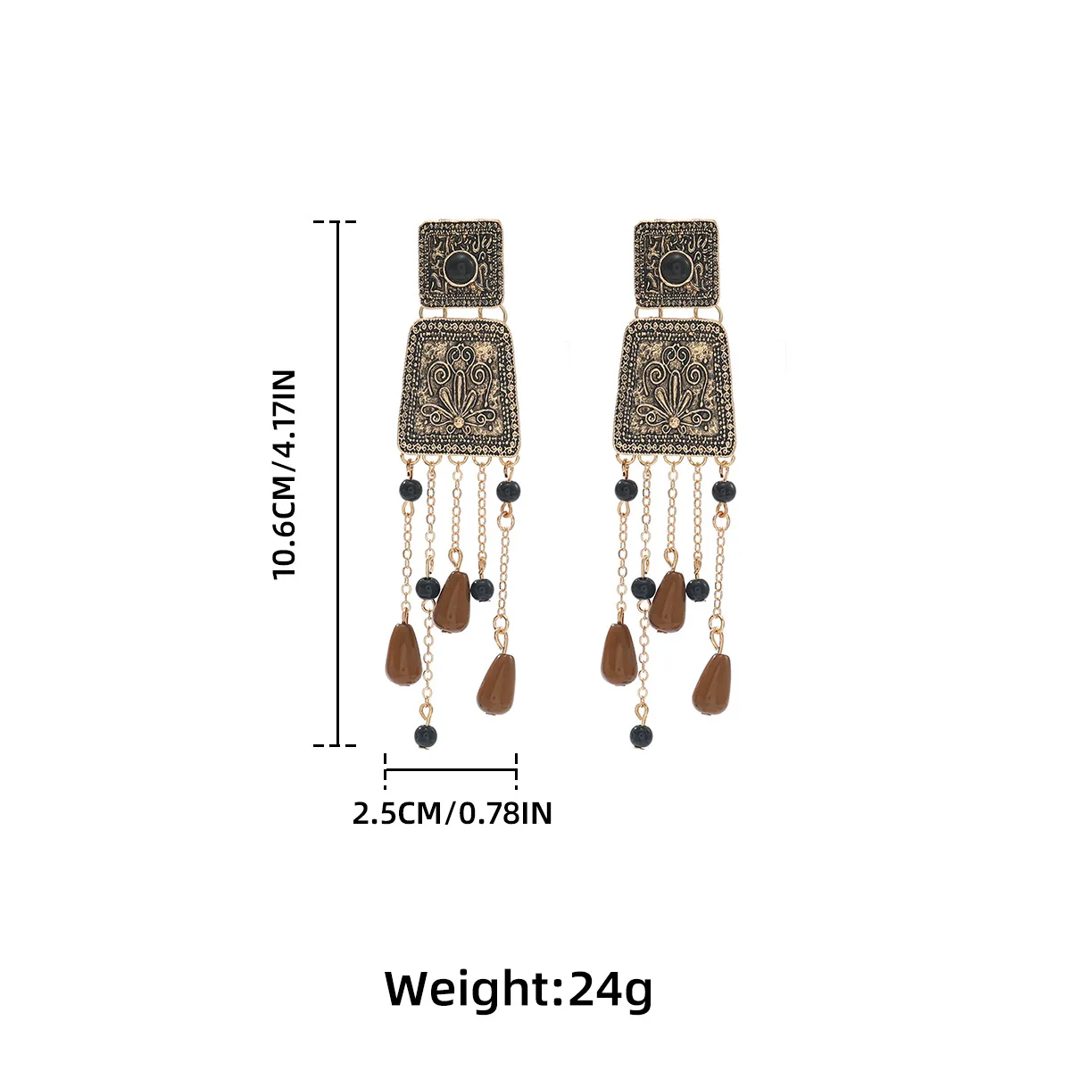 2025 ZAA شخصية مربع الخرز المعدني هامش أقراط للنساء مجوهرات خمر هدايا مجوهرات حفلة عطلة