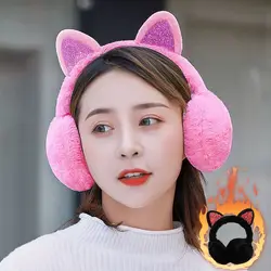 Fashion Ear Muffs Autumn Winter Warm Windproof Earmuffs Cute Cat Bear Ear Shape Cover Earflaps Fur Plush Outdoor Cold Protection