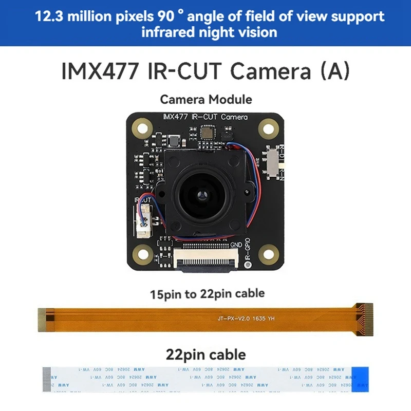 Módulo de câmera IR-CUT IMX477 de 12,3 MP para Jetson Nano Raspberry Pi CM3 + CM3 + Lite IMX477 Sensor