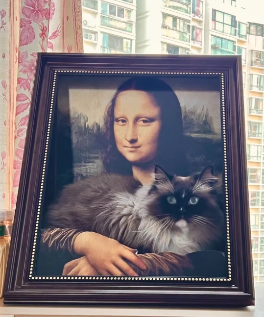 

Mona Lisa oil painting cat nest summer day cat bed pet bed creative cat sleeping nest pet security