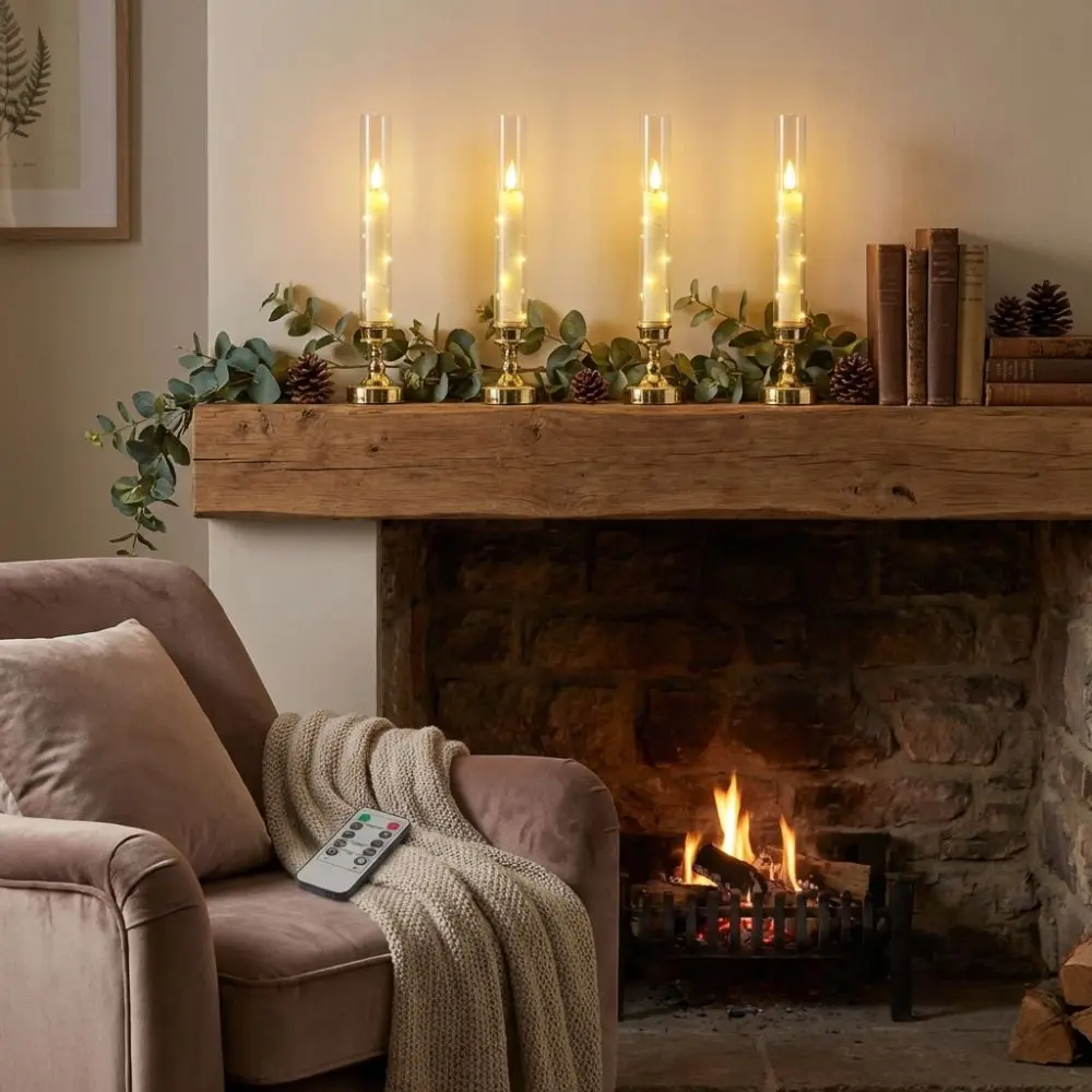 Luminous Flameless Candle Lamp with Remote Timer Flickering Electric Candles Lamp Realistic 3D Wick Night Lights