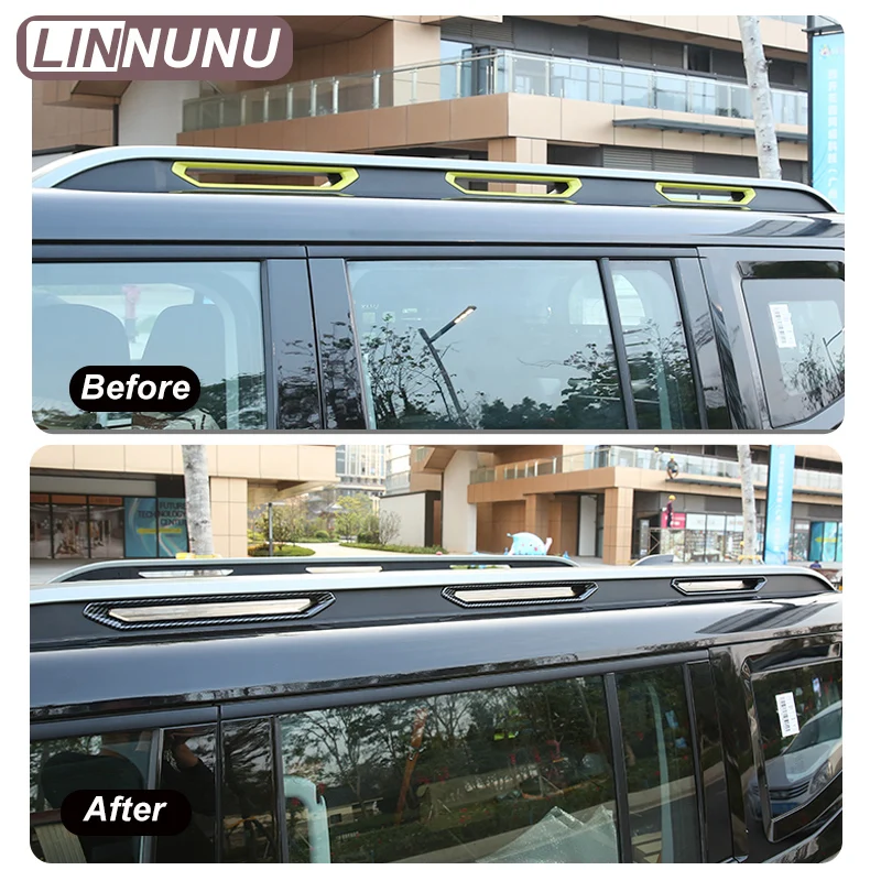 LINNUNU Fit for Chery Jetour Traveller 2023 2024 Jetour T2 Carbon Fiber Style Roof Iuggage Rack Decorative Strip Plate Cover