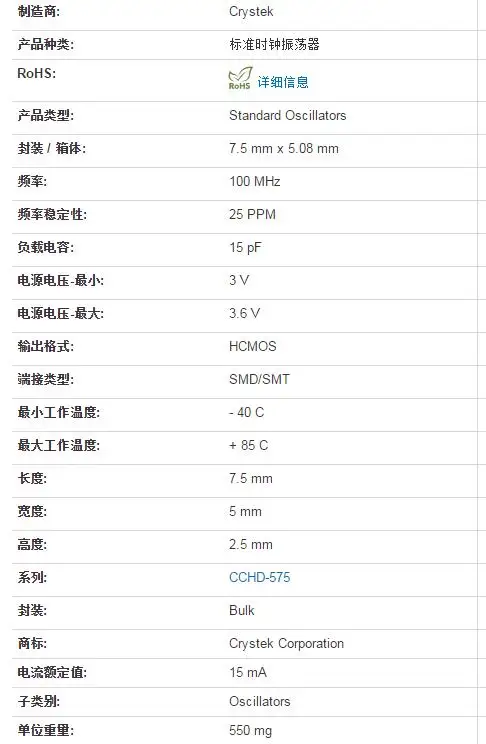 CCHD-575X-25-100 100M 100MHZ 3.3V -25PPM High Precision Industrial Grade