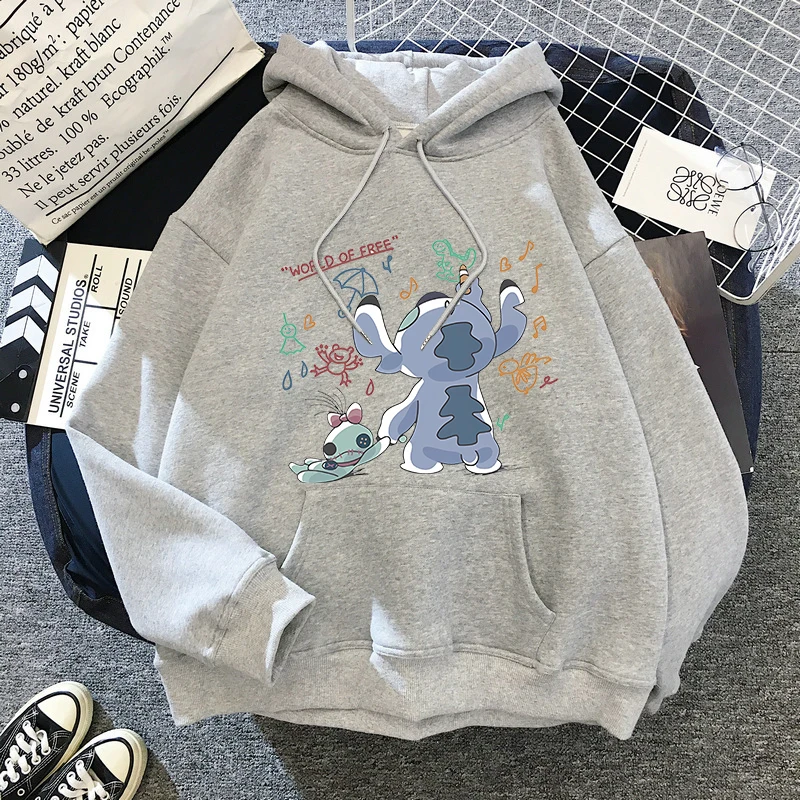 Sudadera con capucha de Disney Stitch para mujer, ropa de calle gótica Y2k, Harajuku, Anime, Manga, Unisex