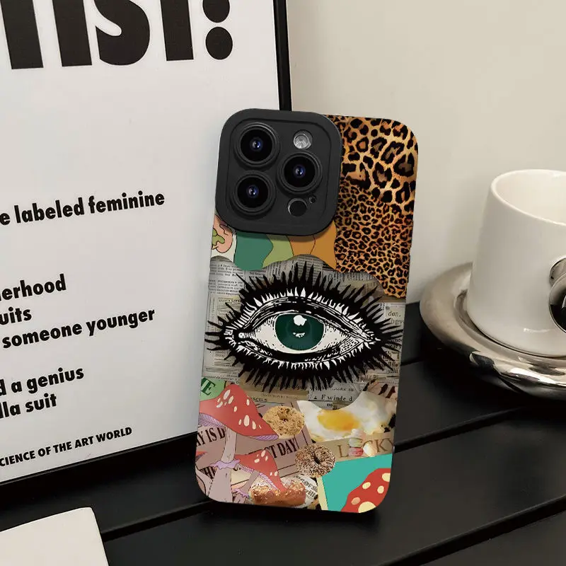 Ins Luxury Leopard Eyes Phone Case for Oppo Reno12 Reno10 Reno8 Reno7 Reno6 Reno5 Reno4 Z F T Pro Plus 4G 5G Back Cover