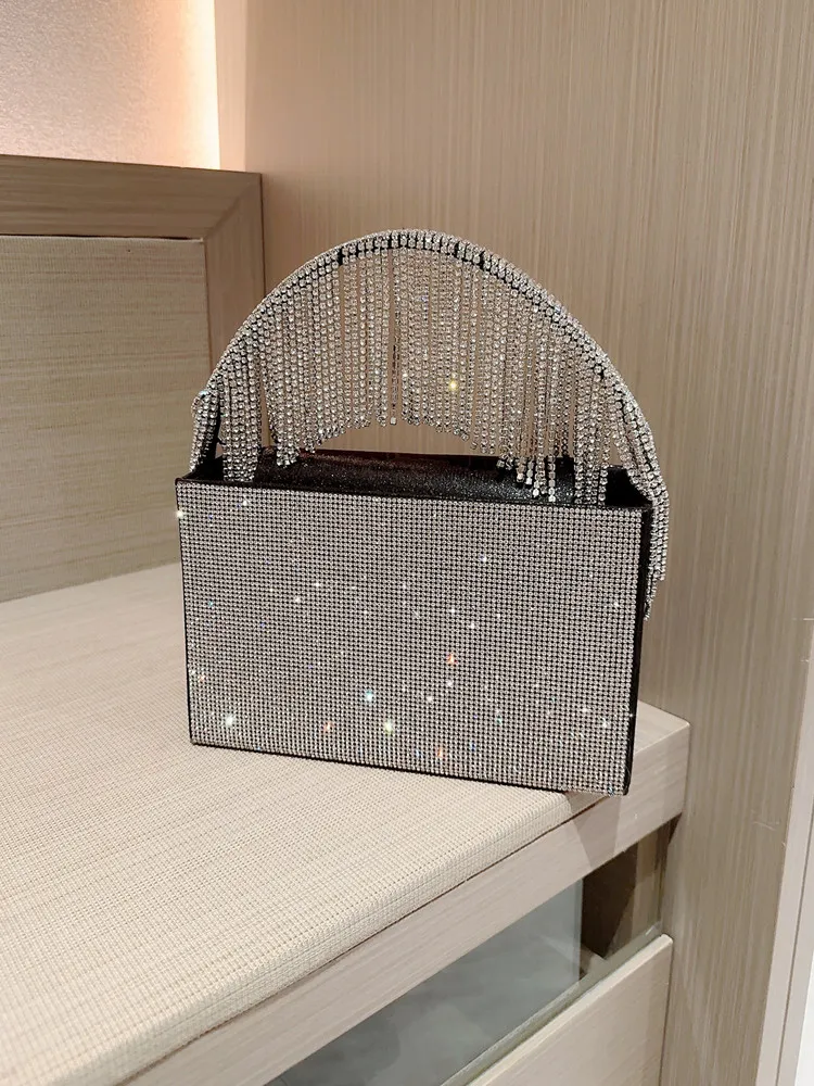 

Luxury Women Handbag Bling Tassel Glitter Shiny Rhinestone Diamond Evening Bag Wedding Party Clutch Purse Shoulder Crossbody Bag