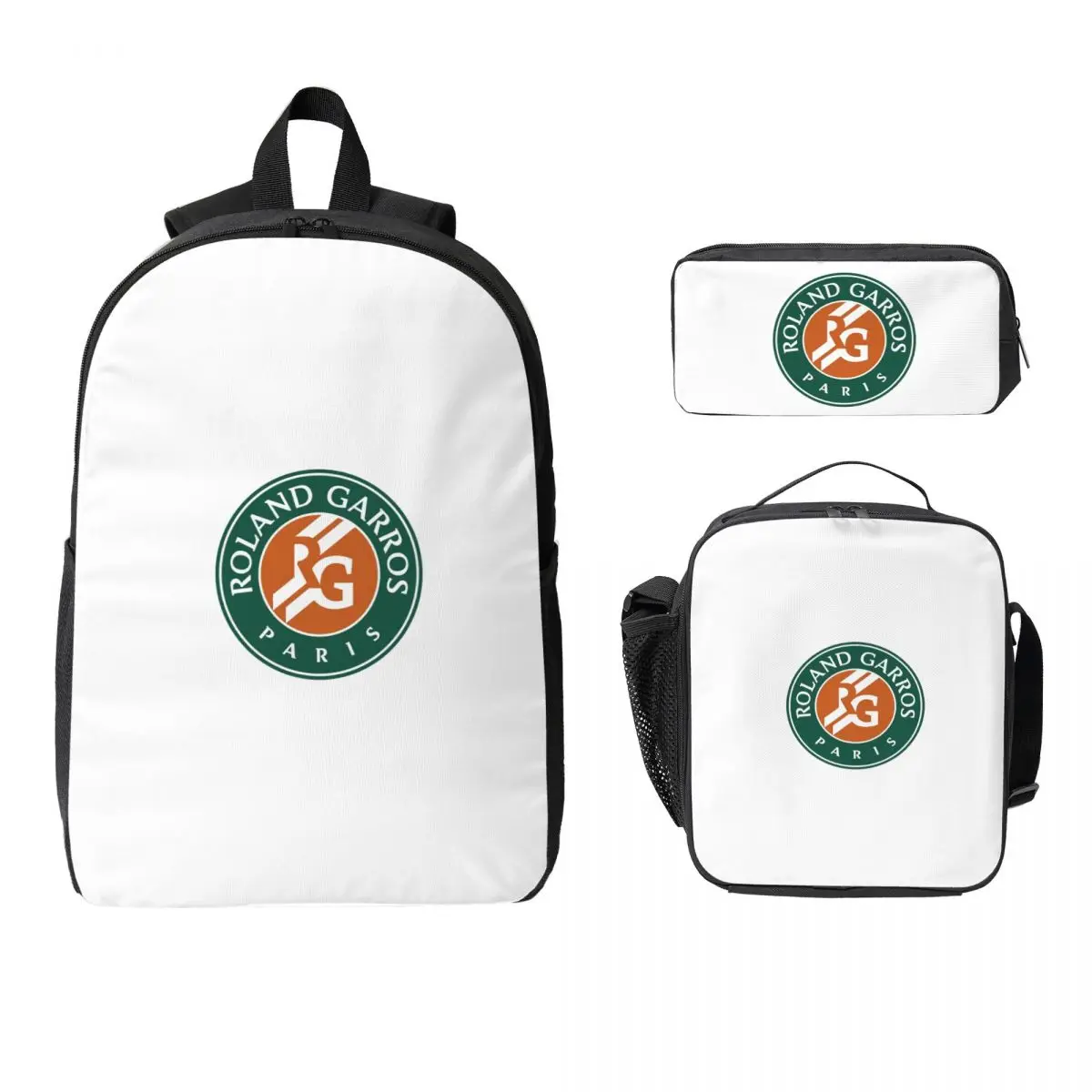 

Roland Garros Backpack Student Boys Girls BookBag School Bag Computer Shoulder Bags 3ps Insulated Lunch Bag Pencil Case