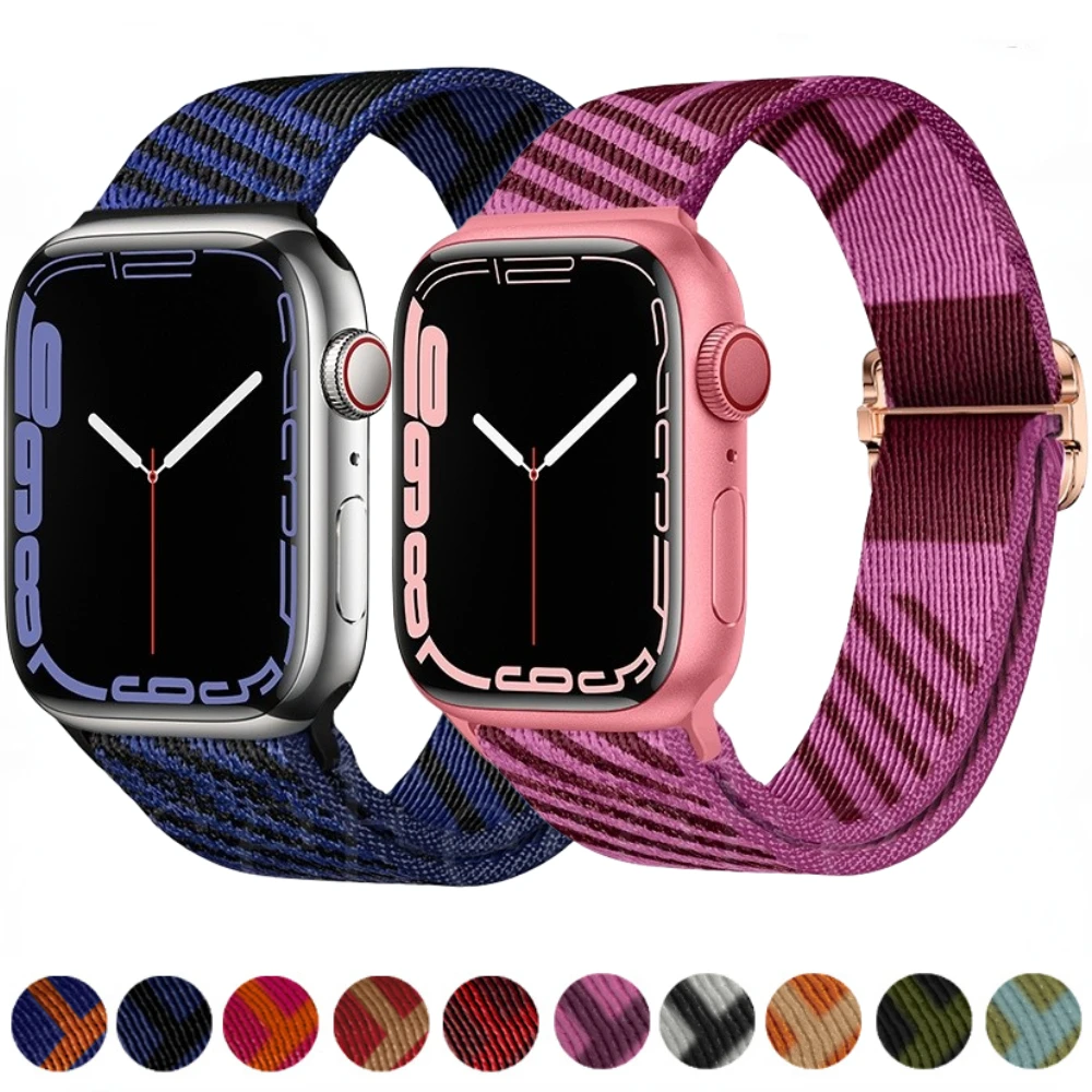 

Strap for Apple Watch Band 49mm 45mm 41mm 44mm 40mm 42mm 38mm Adjustable Braided Nylon Loop Bracelet iWatch Ultra 8 7 6 5 4 3 SE