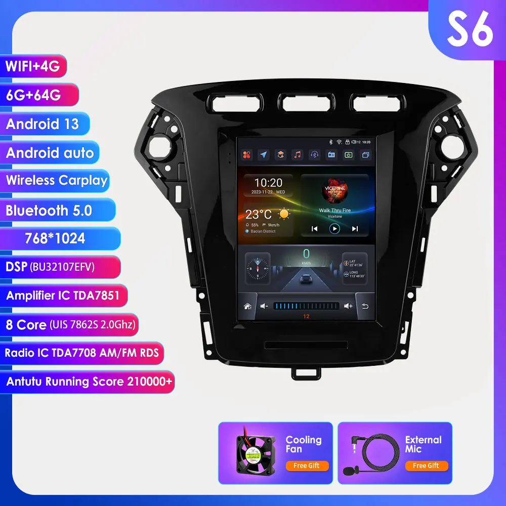Hizpo 9.7 "Voor Tesla Stijl Autoradio Ford Mondeo Mk4 Galaxy Auto A/C 2011 2012 2013 Carplay Android Radionavigatie Gps-Speler