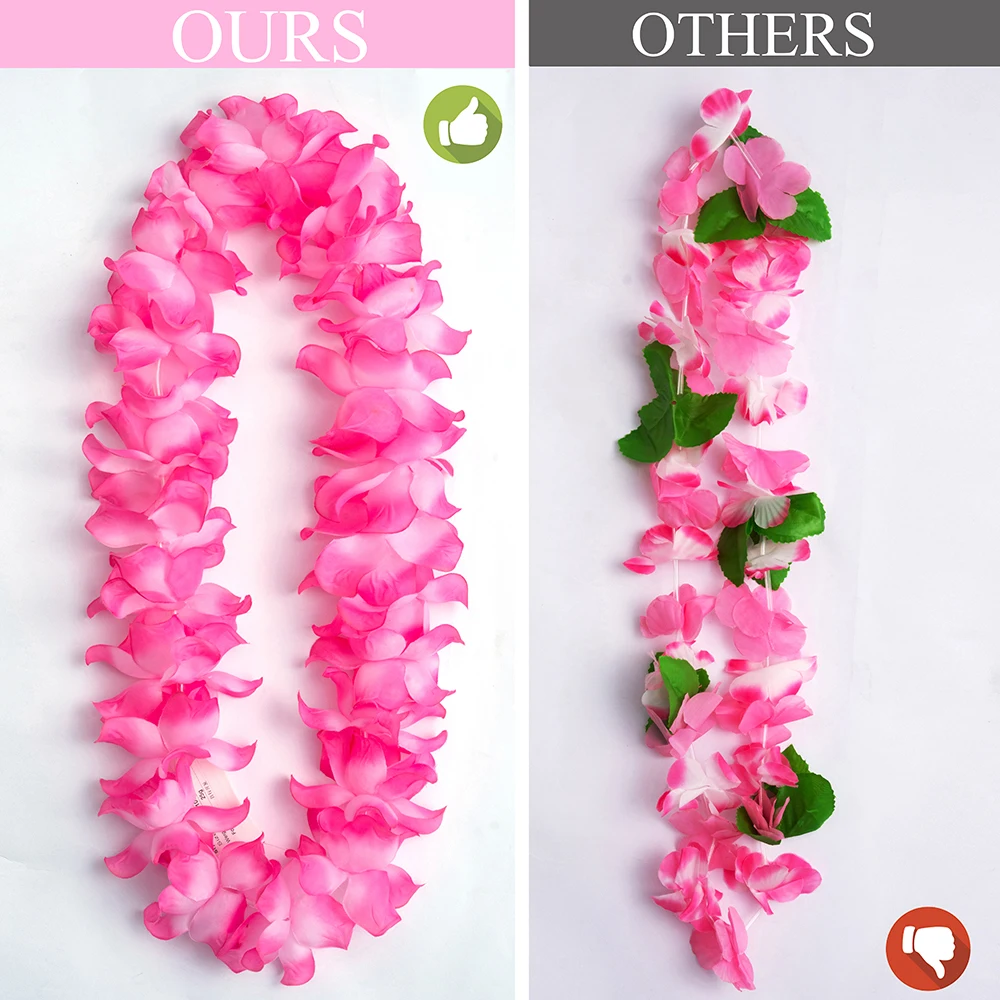 10 Pcs Tropical Hawaiian Leis Cheap Wreath Popular Garland Fancy Dress Decor Hawaii Beach Party LED Light Luau Party Supplies