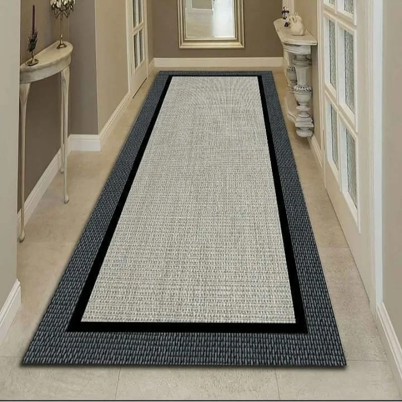 Solid Border Woven Runner Rug Premium Decorative Fabric Minimalist Farmhouse Long Floor Carpet for Entryway Indoor Thanksgiving