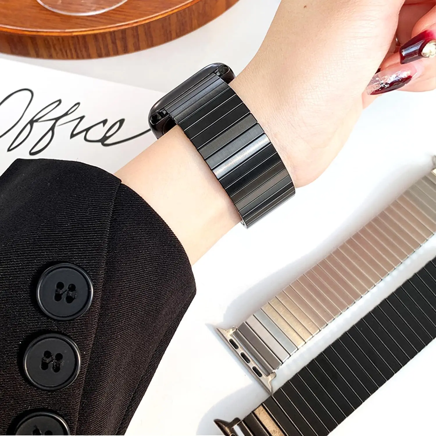 شريط معدني مرن لساعة أبل S10 42 46 مللي متر 9 8 7 45 41 مللي متر Ultra 2 49 مللي متر سوار من الفولاذ المقاوم للصدأ iWatch 6 5 4 SE 38 40 44 مللي متر #1