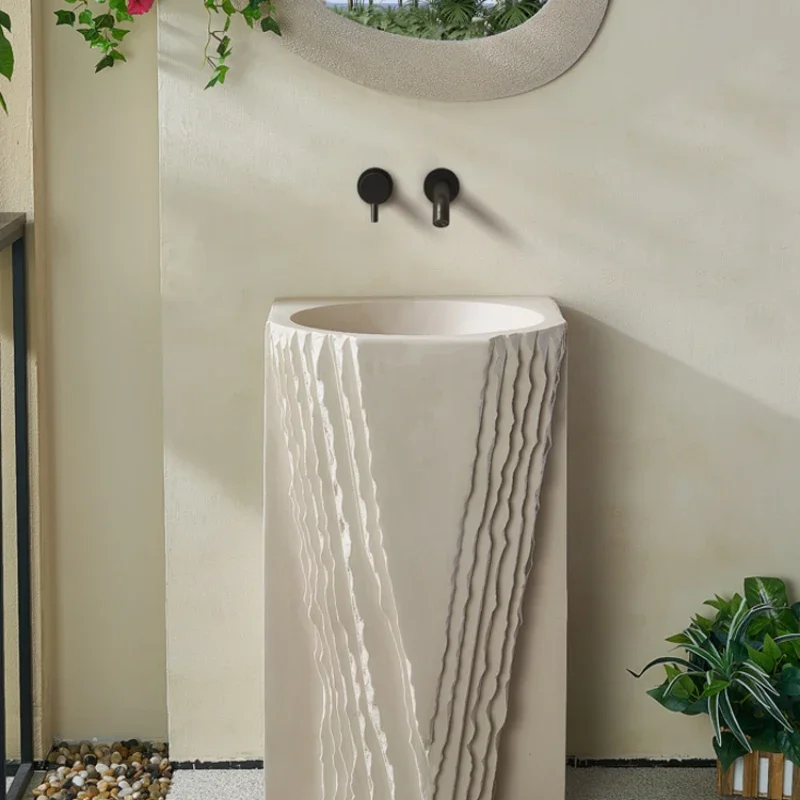 

Wash basin courtyard column basin integrated floor type