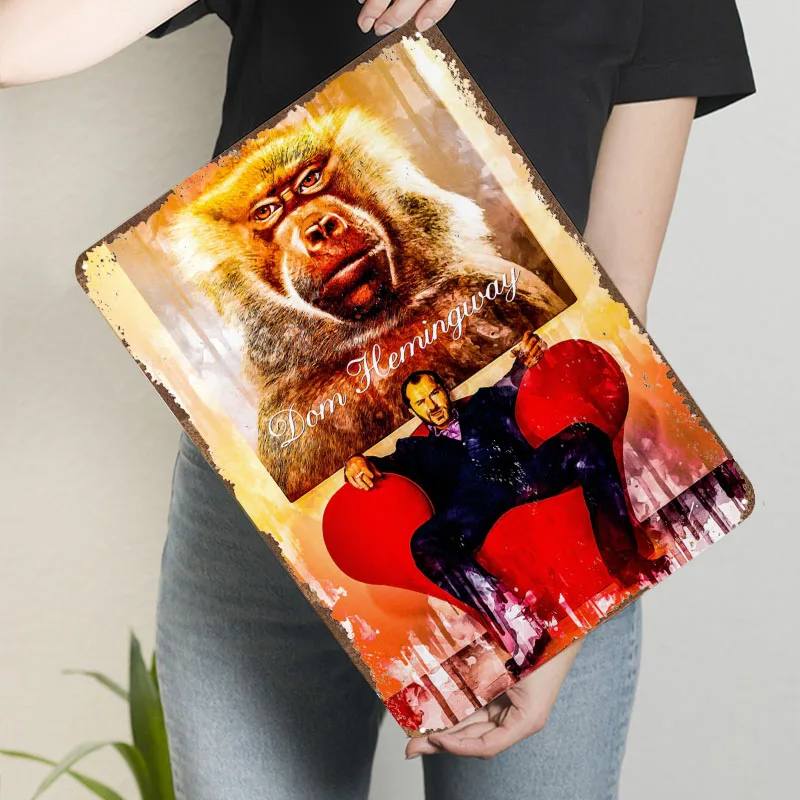 دوم همنغواي 1 صفيح تسجيل الفيلم الكلاسيكي المشارك الزاوية مقهى اكسسوارات علامات معدنية مخصصة للمنزل غرفة جدار الفن الرجعية