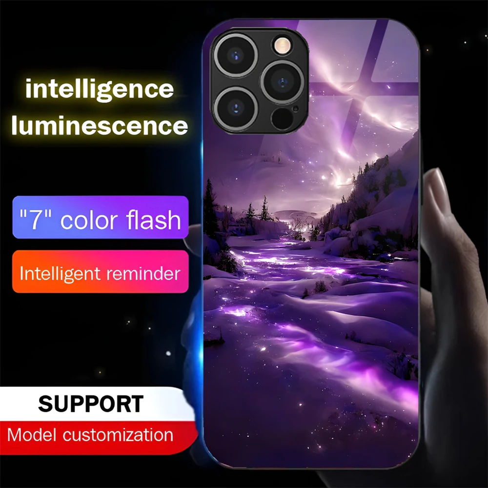 Moonlight Night Scene Sound Music Control Led Light Phone Case Glowing Cover For iPhone Air 17 16 15 14 13 12 11 Pro Max Plus view 4
