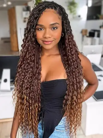 여신 보헤미안 박스 브레이드, 곱슬 끝이 있는 크로셰 헤어, 흑인 여성을 위한 사전 루프 합성 브레이딩 헤어 익스텐션, 14 인치, 18 인치, 24 인치 Best5 여신 보헤미안 박스 브레이드, 곱슬 끝이 있는 크로셰 헤어, 흑인 여성을 위한 사전 루프 합성 브레이딩 헤어 익스텐션, 14 인치, 18 인치, 24 인치 Best5