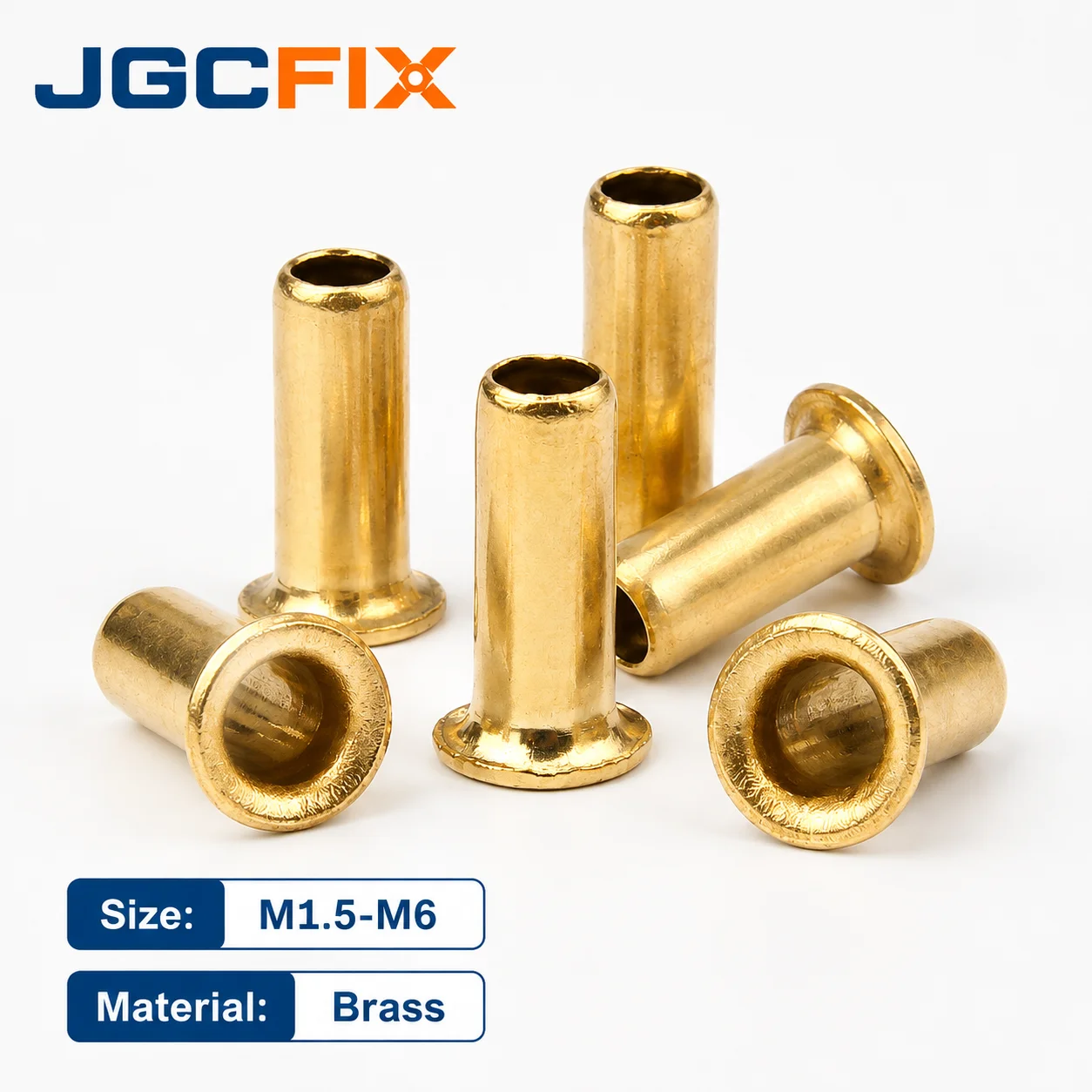 M1.5-M6 Brass Hollow Tubular Rivets Flanged Eyelet Rivet Inserts 2.5-12mm for Leather PCB Electronics Hardware DIY Fastening