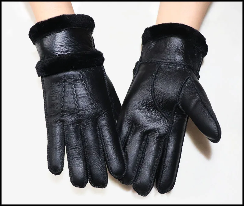 Fur Integrated Gloves Men and Women Shearling Children's Gloves Winter Warm and Thick Sheepskin Students and Teenagers Skiing