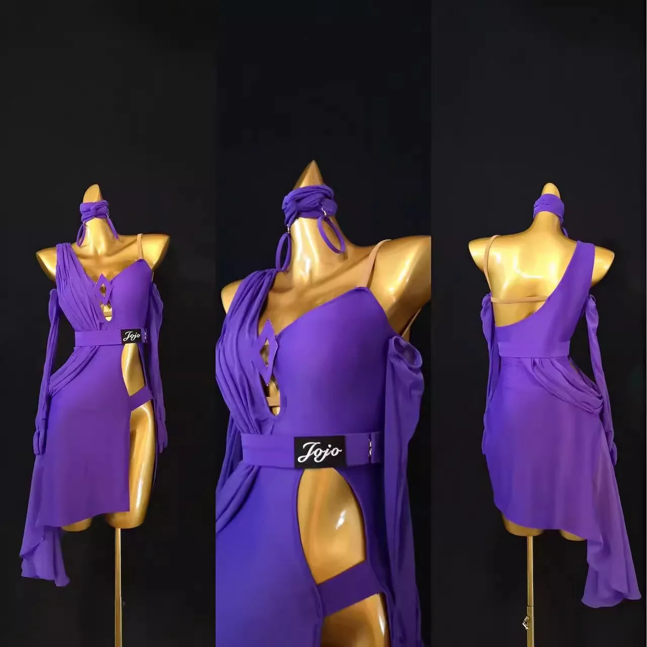 فستان الرقص اللاتيني الراقية أزياء مخصصة الحمالة جوفاء بدقة التانغو المرأة الكبار مرحلة الملابس المهنية