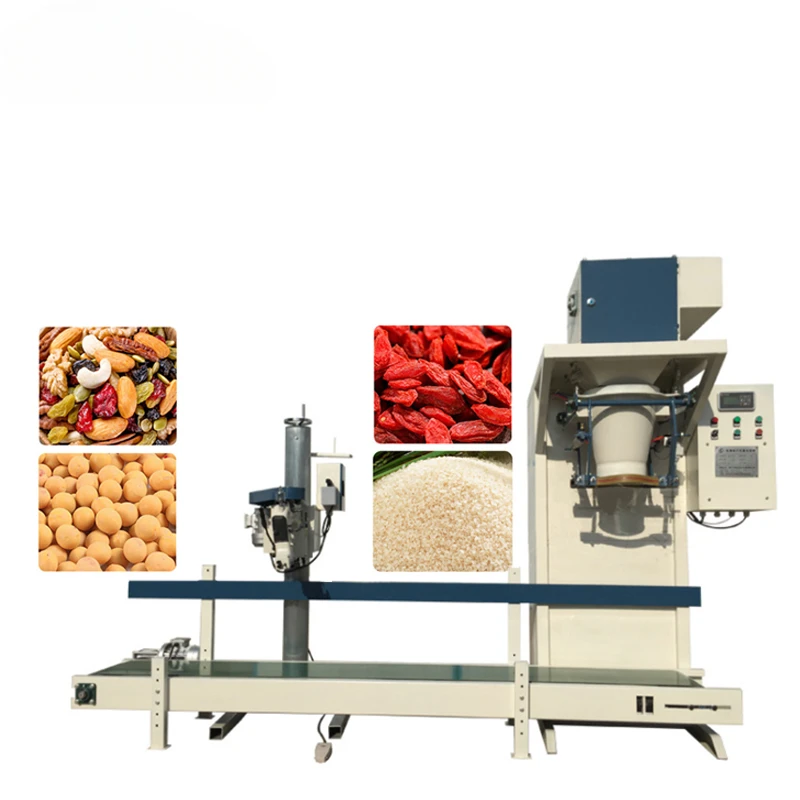 Semi Automatic 5kg 25kg 50kg Maize Animal Food Poultry Feed Sealing Bagging Granular Packing Machine