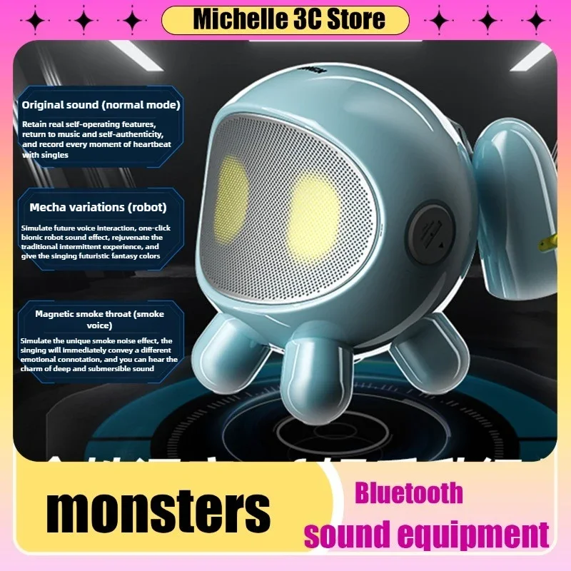 MINI Music Little Monster Outdoor Karaoke Speaker Bluetooth Small Speaker High Sound Quality Accessories Home Cartoon Desktop