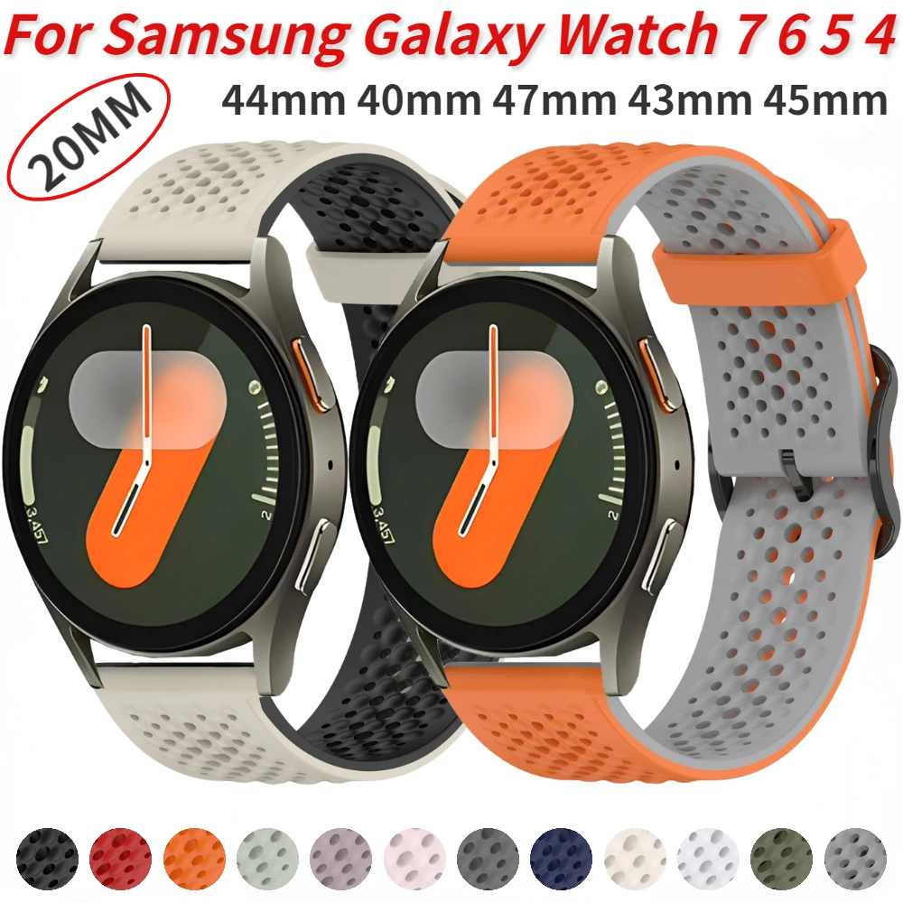 Pasek z płynnego silikonu 20 mm do Samsung Galaxy Watch 7 FE 6 5 4 44 mm 40 mm/6 Classic 47 mm 43 mm Bransoleta do zegarka 5 Pro 45 mm Pasek