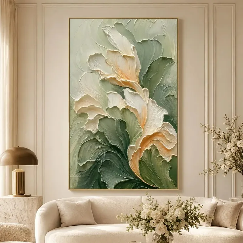 Thick Impasto Textured Canvas Wall Art Set Neutral Earth Tone Abstract Figure Floral Gold Foil Stream Texture Poster Home Decor