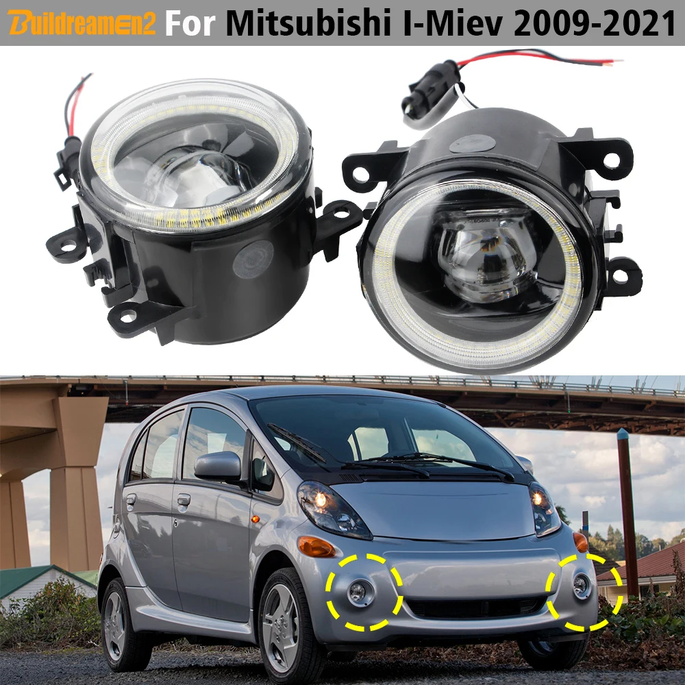 2 Pieces Car Angel Eye LED Fog Light Daytime Running Lamp DRL 30W For Citroen C-Zero Mitsubishi I-Miev Peugeot i-On 2009-2021