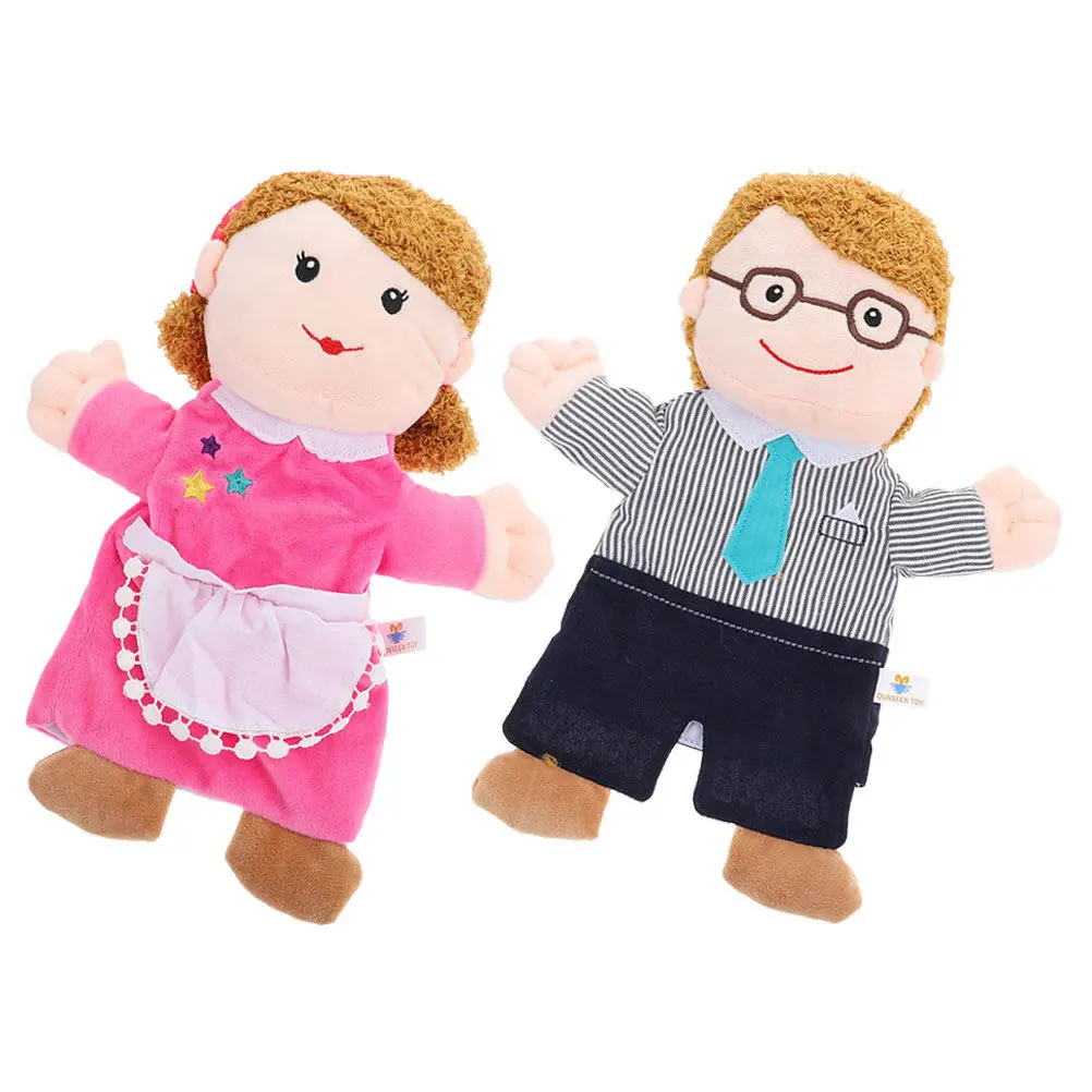 

2Pcs Family Hand Puppets Creative Parent Cartoon Characters for Storytelling Role Play Educational Kids Performance