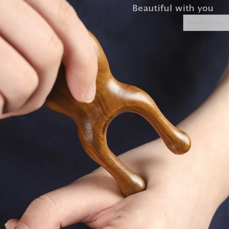 Natural Sandalwood Nose Massager Promote Blood Circulation Trigger Point Therapy Pedicure Gua Sha Board Nose Lifting Massager image 4