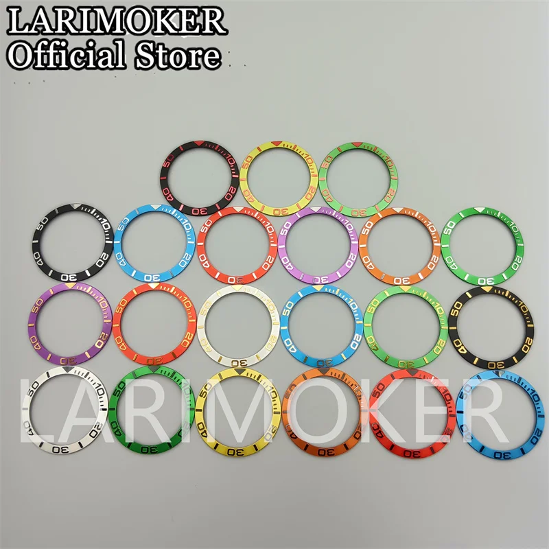 LARIMOKER 38mm Silver Black Blue Aluminium Bezel Slopping Insert Suitable For SUB 007 Series Outer Ring Baffle