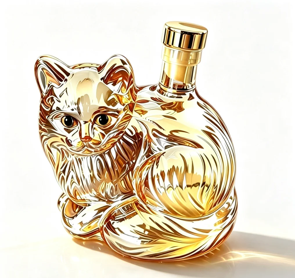 Cat Shaped High Borosilicate Glass Decanter Airtight Liquor Bottle for Whiskey Red Wine Brandy Home Bar Table Decor Gift