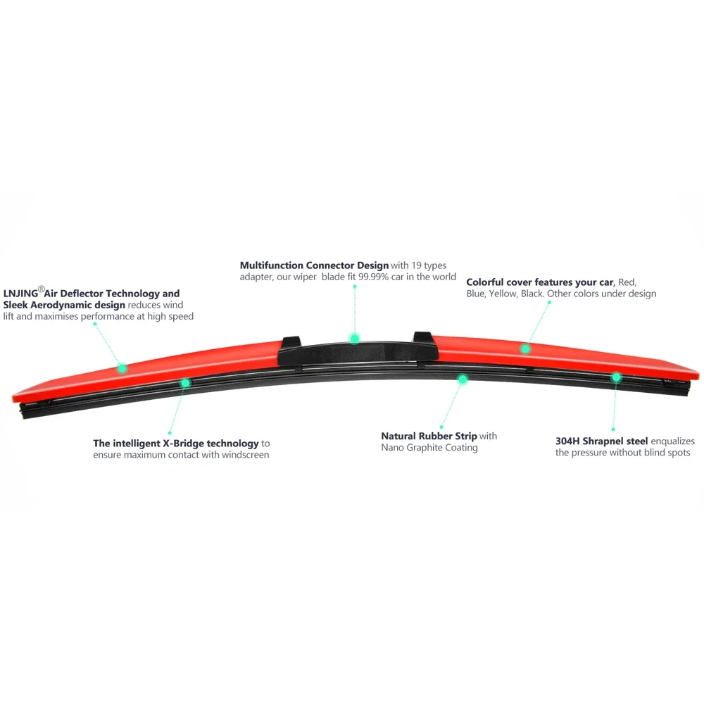 LNJING Colorful Wiper Blades For Abarth Fiat Pulse 2021 2022 2023 2024 Car Exterior Accessories Red Blue Black Windshield Wipers