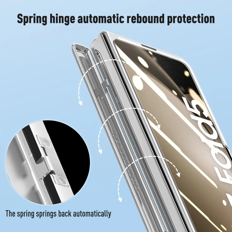 For Samsung Galaxy Z Fold 5 Case Electroplated Transparent With Tempered Film Folding Hinge Shockproof Protective Hard Cover