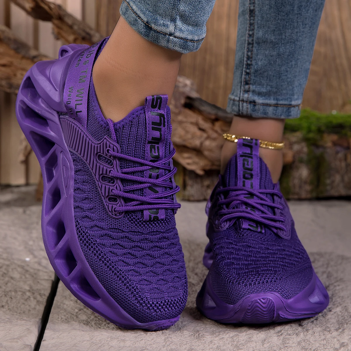 Fall New Arrival Women's Sneakers Purple Fashion Blade Shoes EVA Soft-Sole Cushioned Running Shoes Light Anti-Slip Tennis Shoes