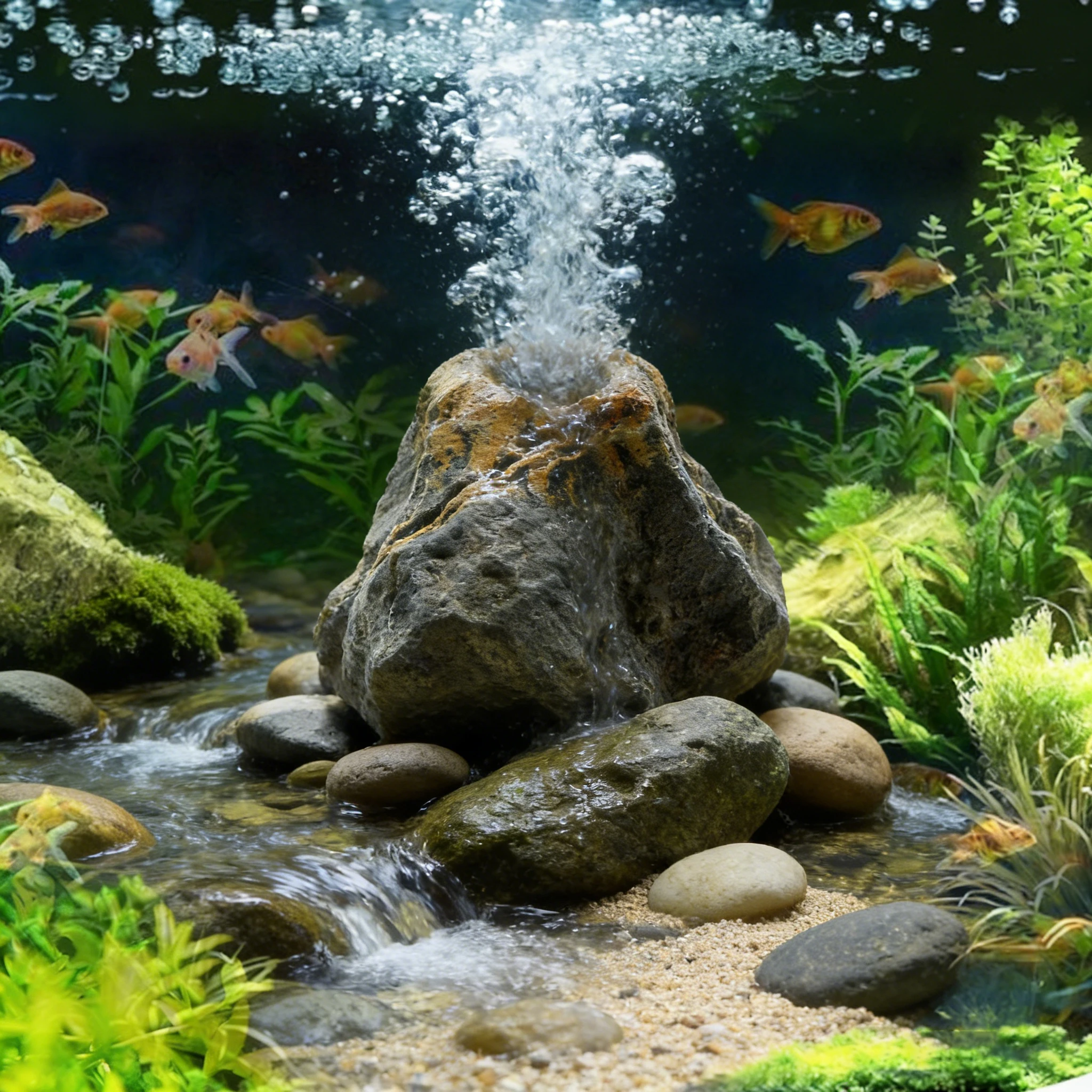 Aquarium Volcano Decor Bubble Stone Landscape Rockery Ornament that Connects to Air Pump for Fish Tank Bubbles